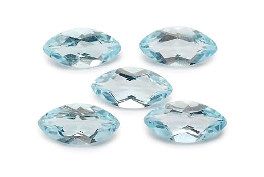 Amazon | 【 福縁閣 】ブルートパーズ 5粒セット 7x3.5mm