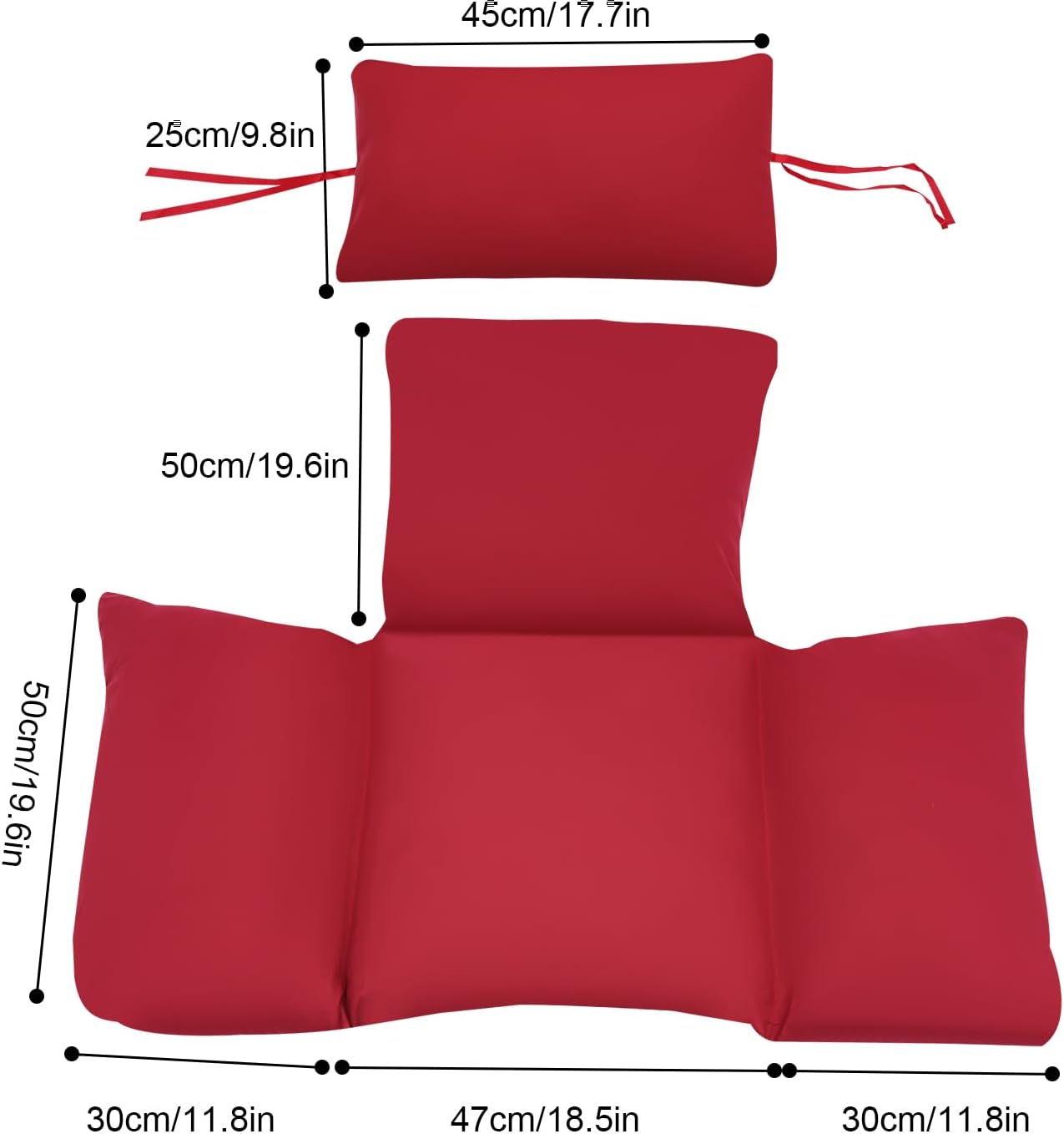 Thickened Hammock Swing Chair Cushion, Soft Hanging Egg Chair Cushion Washable Hanging Basket Seat Cushion Pillow for Indoor and Outdoor Garden Offices (Red)