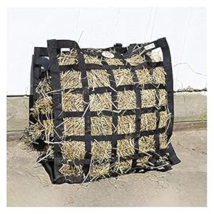 Horse Hay Bag, Nylon Web Front Slow Feeder Horse Hay Bag, Paard Mini/Veulen, Sterke Bodem (Color : Black)
