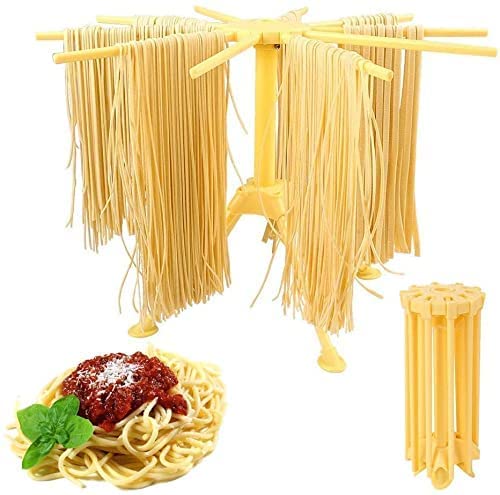 Stendino pieghevole per pasta - Stendino per pasta con essiccatore per noodle domestico da 10 bar - Compatto Facile da riporre Installazione rapida (giallo)