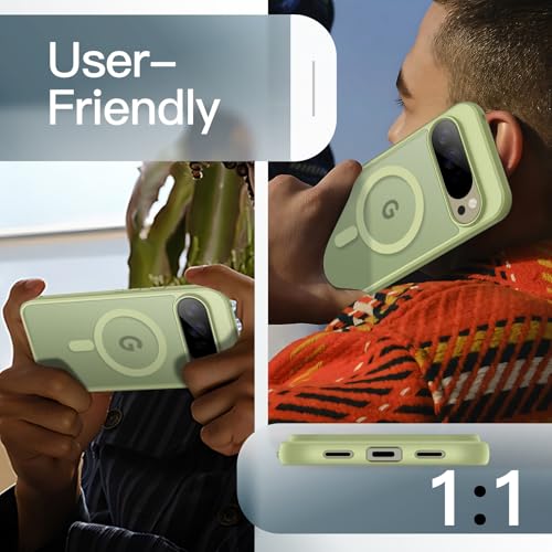 Image of JETech Magnetic Cover Case for Google Pixel 10 Pro XL 2025, Compatible with MagSafe and Pixelsnap Charger, Translucent Matte Back Shockproof Phone Cover (Jade)