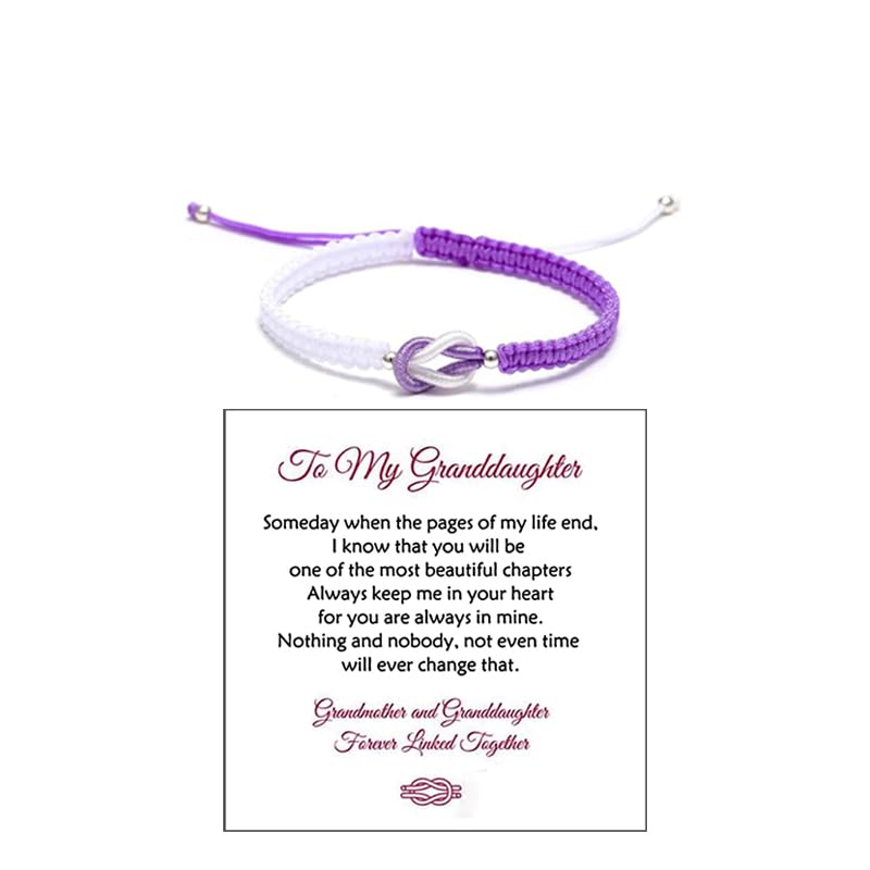 To My Granddaughter-Infinity Forever Love Heart Bracelet, Natural Emperor Stone Double Layer Purple Beaded Woven Wrap Bracelets Adjustable Mind Peace Gift Jewelry