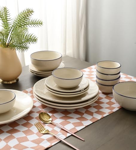 Image of miah decor Ceramic Dinner Plates Set of 6 Handcrafted Dining Plates Full Plates for Home Kitchen and Restaurant Microwave Dishwasher Safe Size 10 Inches