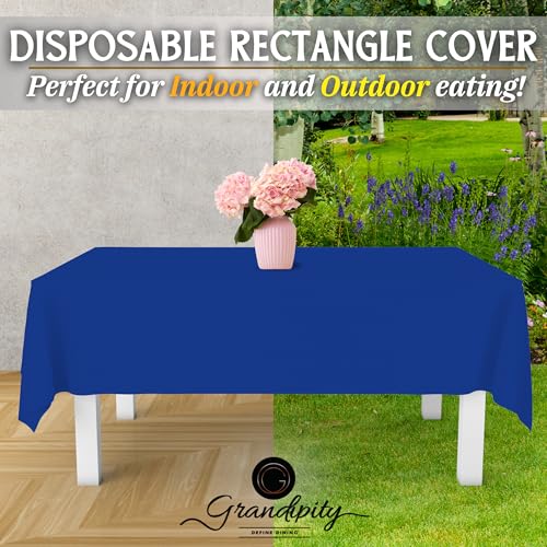 Image of Grandipity 24 Pack Premium Disposable Plastic Tablecloth 54 Inch. x 108 Inch. Decorative Rectangle Table Cover - Blue