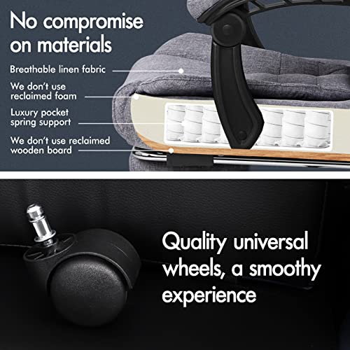ELFORDSON Massage Office Chair for Home Office, Desk Chair 77 cm High Back 150° Recliner Tilt Function Padded Swivel Fabric, Grey ELFORDSON Massage Office Chair for Home Office, Desk Chair 77 cm High Back 150° Recliner Tilt Function Padded Swivel Fabric, Grey