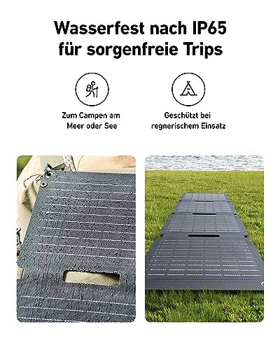 Anker SOLIX PS30 Faltbares Solarpanel 30W, tragbares Outdoor Solarladegerät, IP65 Wasserdicht, Schnellladen für 2 Geräte gleichzeitig, für Camping, Wandern, Outdoor.