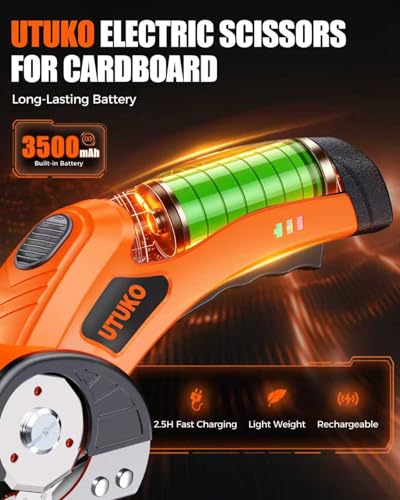 Image of Electric Cardboard Cutter, 3500mAh Cordless Electric Scissors | 800RPM Brushless Motor, LED Light, Tungsten Steel Blade, 80-Min Runtime, Heavy Duty for Cardboard & Carton masking tape