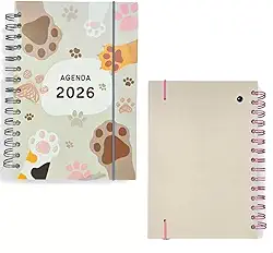 Agenda Diária 2026 Pets 16x11cm – Capa Dura com Espiral, 168 Folhas – Estampa Pets