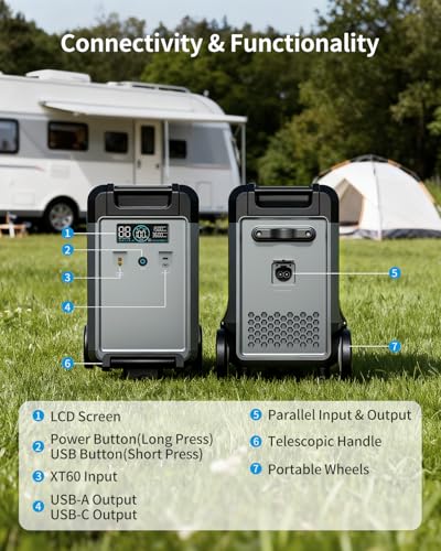 Image of ABOK Ark3600 Portable Power Station of Extra Battery | Expandable to 11520Wh, 3840Wh LiFePO4 Battery, 3H Fast Charge, 3600W Solar Generator for Home Backup, Hurricane, Camping, RV