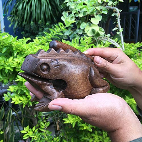 Cozinest Medium 6\" Wood Frog Guiro Rasp Musical Instrument Tone Block Solid Carved Musical Toy Percussion Instrument (Brown) - Thumbnail 7