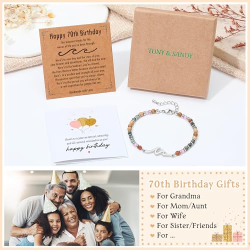 Image of TONY & SANDY Friend Gifts for Women, Unique Birthday Gifts for Women, Sister Gift from Sister, Wave Bracelet, Christmas Stocking Stuffers for Woman Female, Bestie Friendship Bracelets