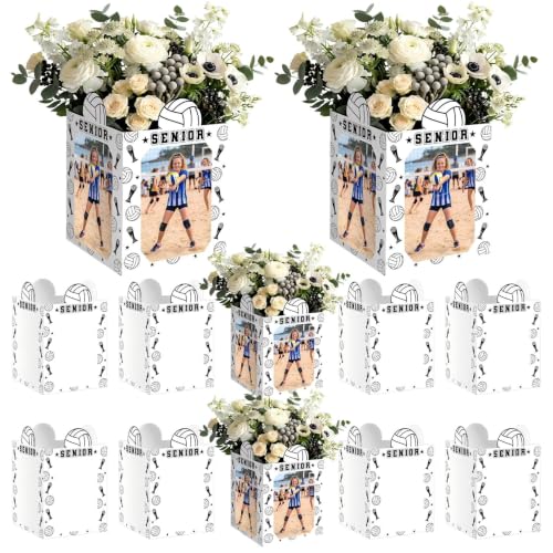 Geelin 6 Pcs Volleyball Box Centerpieces for Table 2026 Volleyball Senior Night Decorations with Photo Display Graduation Sports Themed Table Decor for Grad High School Senior Party Supplies
