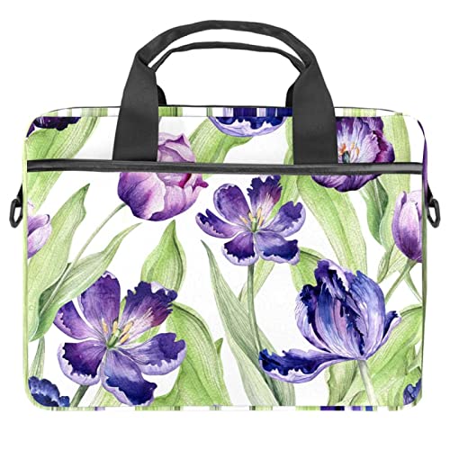 Sac ordinateur 13-14 pouces à fleurs roses et violettes mallette portable élégante