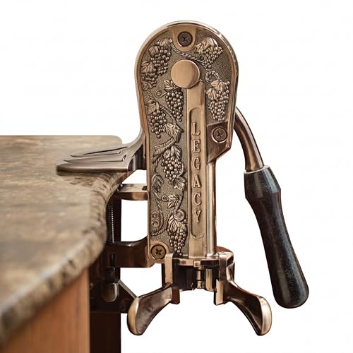Wine Enthusiast Legacy Corkscrew – Durable Wine Opener with Black Marble Handle & Solid Metal Construction - Long Lasting Cork Removal with Tabletop Mount (Antique Bronze)