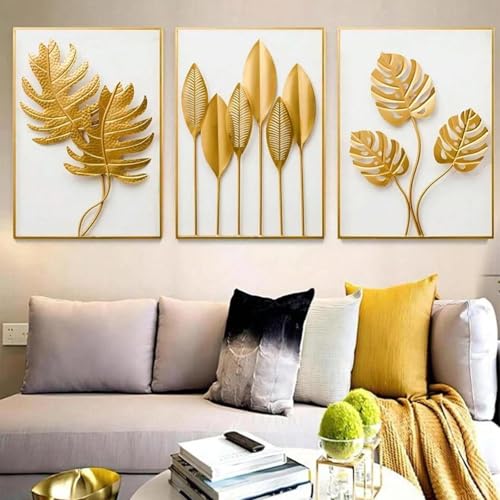Affiches et impressions d'art mural de luxe style nordique doré pour décoration maison