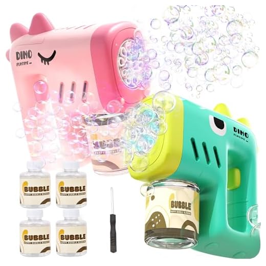 2 Pack Bubble Gun Machine for Kids, Automatic 10 Hole Light Up Bubble Blower with 4 Refill Solution, Bubble Guns Blaster for Toddlers, Outdoor Toys Gifts, Wedding, Christmas Party Favor