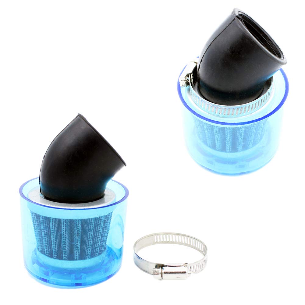 QAZAKY 2pcs 35mm Filter Cleaner 45 Degree Bend Splash Proof Plastic Cover Waterproof 50cc-90cc 110cc 125cc Motorcycle ATV Quad Scooter Go Kart Moped Pit Dirt Racing Pocket Bike Baja TaoTao