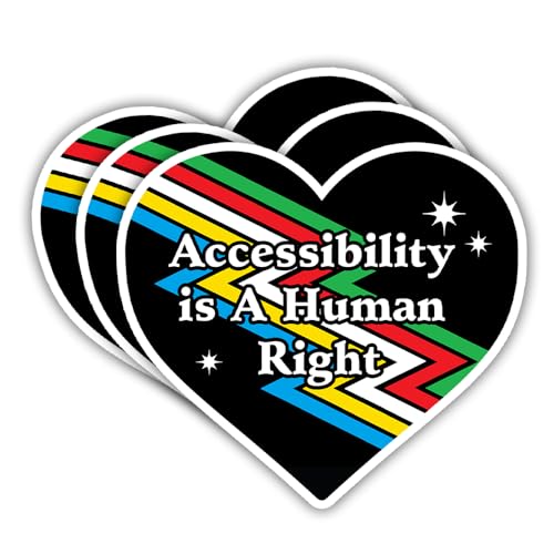 Image of SODAVA (3Pcs) Accessibility Sticker Pack, Disability Pride Vinyl Stickers, Inclusive Mental Health Advocacy Decals, Blue Heart Awareness Stickers for Laptop Water Bottle Journal, Waterproof