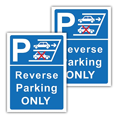 RDLCAR Reverse Parking Only Signs 1mm Thick PVC Pack of 2 High Visibility Durable Portrait 300mm x 400mm Outdoor Parking Signage