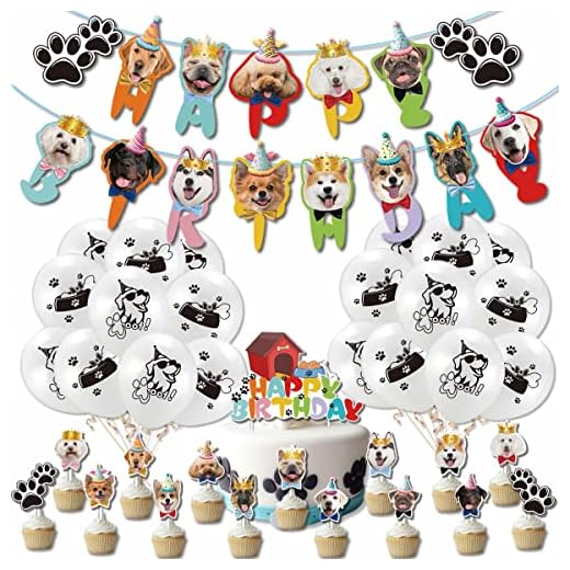 Decoraciones de fiesta de cumpleaños para perros, decoraciones de fiesta de cumpleaños para perros, conjunto de decoraciones de cumpleaños para mascotas