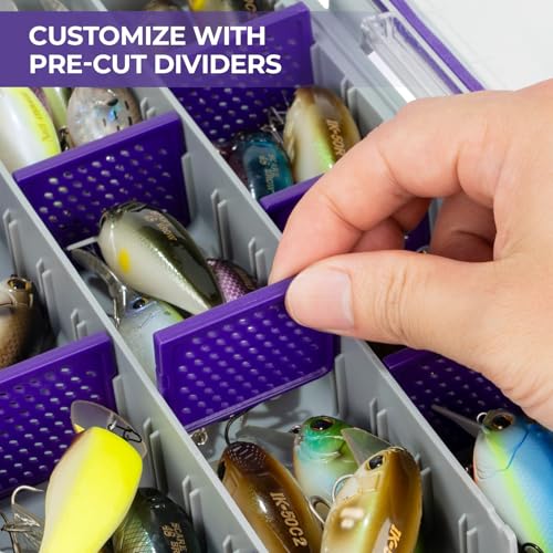 Image of KastKing HyperSeal Waterproof Tackle Box, 3600 and 3700 Tackle Trays, Fishing Tackle Box Organizer with Removable Dividers, Lure Box and Terminal Tackle Storage,Purple