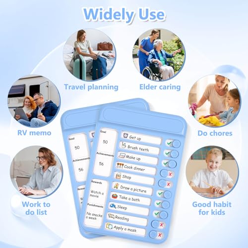 Image of Audab 2Pcs Dry Erase Chore Chart for Kids, Magnetic Checklist Board, My Chores Slider Chart to Do List Board, Routine Reward Chart Schedule Board Task Tracker for Home Refrigerator, Wall, Desk (Blue)