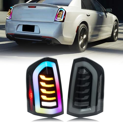 glistuning LED Tail Lights Assembly Compatible with Chrysler 300 300C 2011-2014 Start-up Animation Sequential Turn Signal Rear Lamps Accessory [Not Fit 2015-2020]