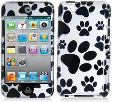 Dog Paw Black Hard Snap-on Crystal Skin Case Cover Accessory for iPod Touch 4th Generation 4g 4 8gb 32gb 64gb