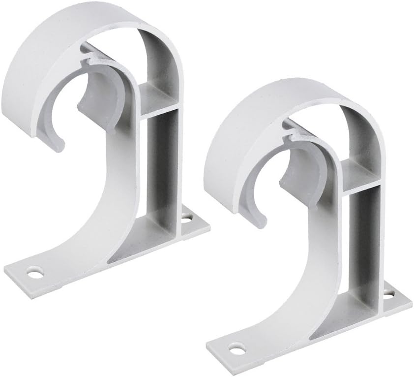 Aluminum Alloy Curtain Rod Bracket,Curtain Rod Holder,Curtain Rod Supportor,Mounted on the Ceiling 2 Set (White)