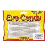 Northland Tackle Eye Candy Paddle Shad Floating 4' Soft Plastic Minnow Bait for Walleye Fishing, 5 Baits Per Pack, Pearl White