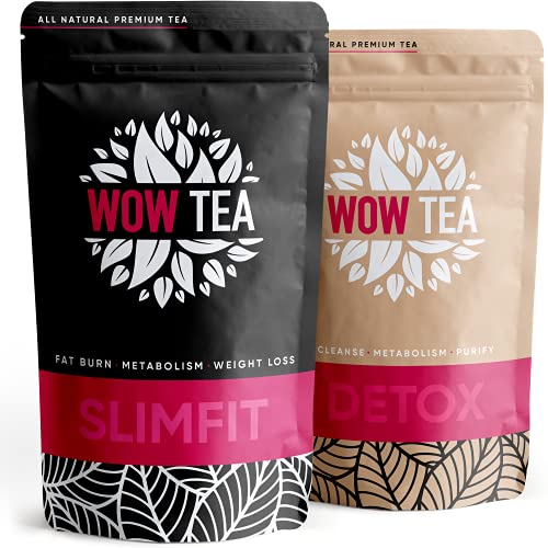 WOW TEA - 2 Diät-Tees - Detox Tee & SlimFit Tee & Ayurveda | Bester Gewichtsverlust und Entgiftung-Grüner Tees Bio| Grüner Tee, Yerba-Mate | 100% natürlich | 300 gr, Made in EU Cover