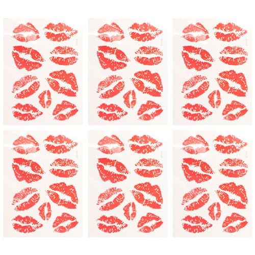 Red Lips Temporary Stickers 6Pcs Sugar Kisses Stickers Lips Stickers for Diy Decorating
