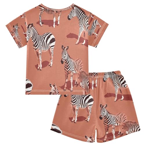 Zebra(3) Kids Pjs Set Boys Girls Summer Short-Sleeve Sleepwear Pajamas 2PCS2