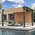 Aoxun 10'x12' Outdoor Retractable Pergola with Adjustable Roof, Modern Metal Patio Aluminum Pergola with Sun Shade Canopy, Brown Shade Cover for Garden, Backyard and Deck