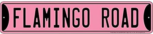 Signs 4 Fun Letrero decorativo de calle | Flamingo Road | 24 x 5 pulgadas | Letrero de aluminio en relieve | Fabricado en los Estados Unidos | SSFR