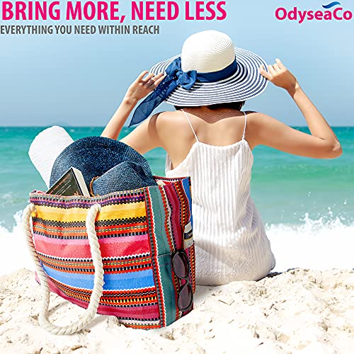 Canvas Tote Beach Bags for Women - Beach Bags Waterproof Sandproof - Pool Bag - Beach Bag Tote with Pockets and… - Image 4