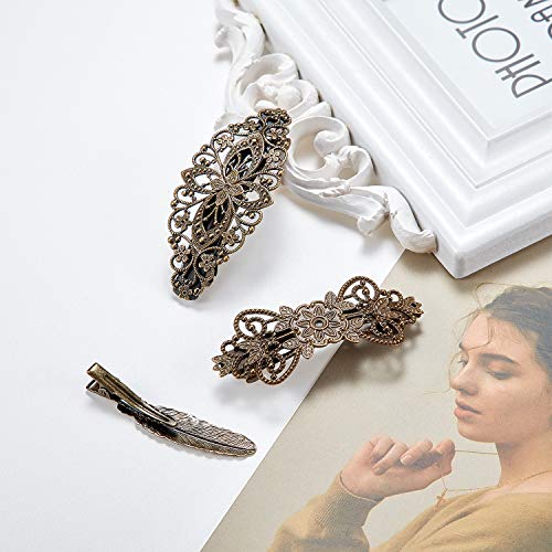 Paquete de 6 pinzas de cabello metálicas vintage para mujer miniatura 4