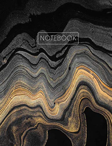 Notebook: Wide Ruled Lined Notebook Journal, Minimalist Black and Gold Swirl, 120 Pages, Large (8.5x11 inches) A4 Size