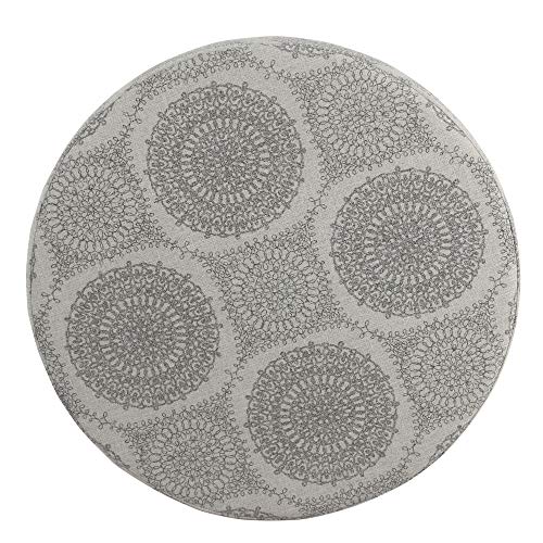 Homepop Home Decor | Upholstered Round Storage Ottoman | Ottoman With Storage For Living Room & Bedroom (Grey Medallion) 24.0 In. X 24.0 In. X 17.0 In. #TOP6