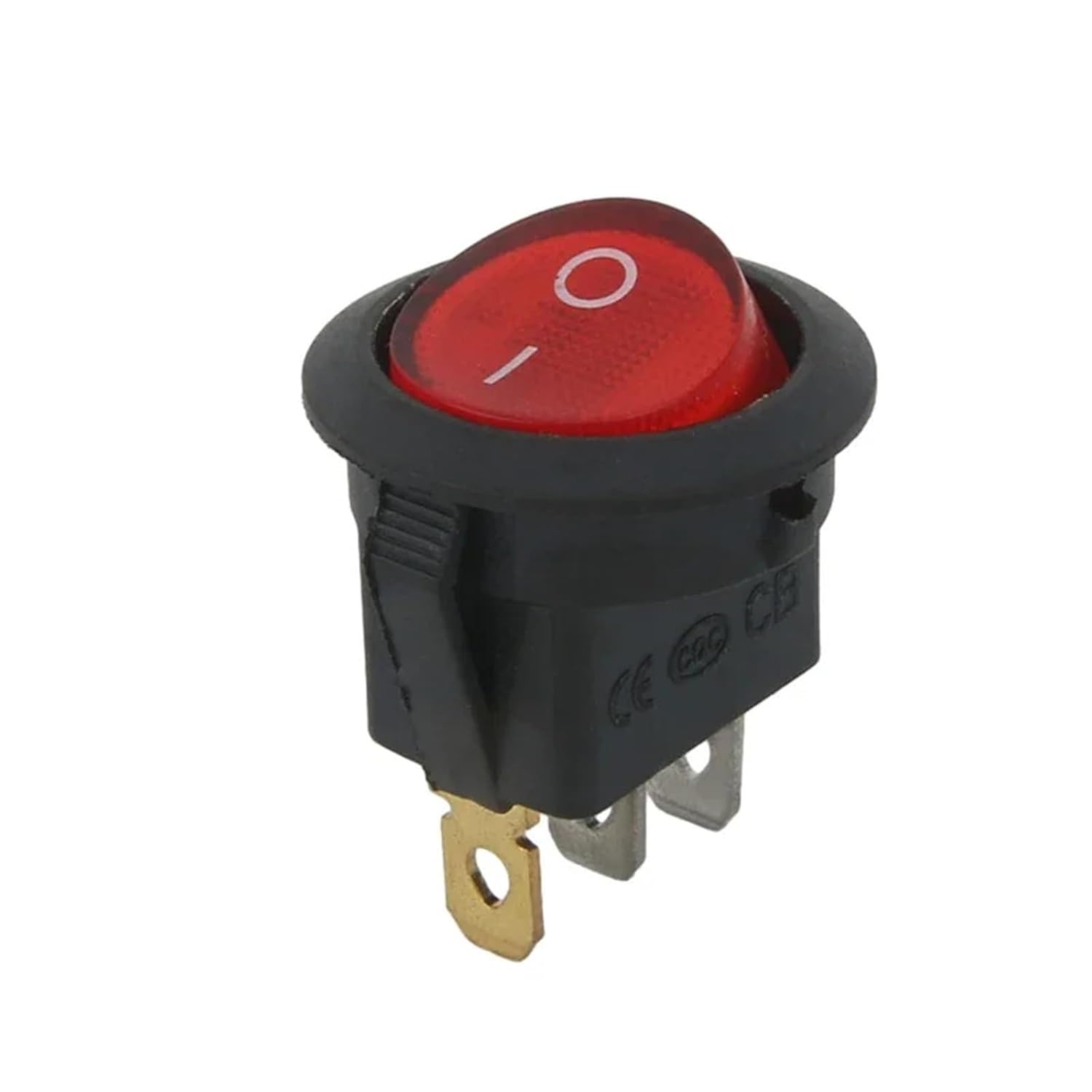 5PCS ON/Off Round Rocker Switch LED Illuminated Car 12V 24V / 6A 250V / 10A 125V 2/3/4PIN Switch 20MM(3Pin Black ON-Off)