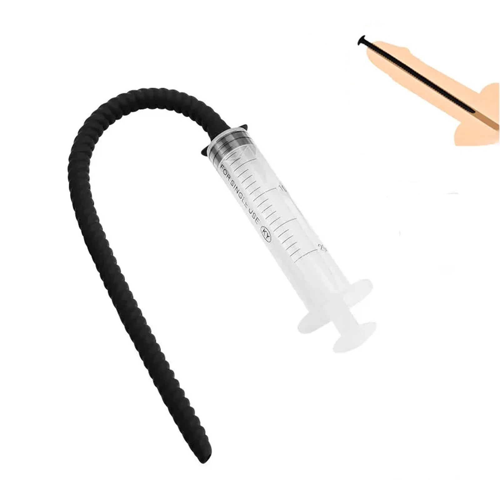 Tangqian Men's One Color Silicone Dilator Urethra With Syringe Penis Plug Urethral Dilators Hollow Catheter Sounding Urethral Dilator Stick Urethral Stimulation Penis Plug Sm Sex Toys For (Size : S)