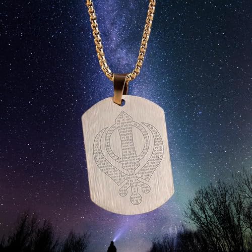 Spiritual Sikh Khanda srebrny wisiorek ze stali nierdzewnej łańcuszek na szyję, średni, stal nierdzewna, bez kamieni szlachetnych, Medium, Stal nierdzewna, Bez kamieni szlachetnych