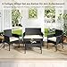 Yaheetech 4-er Gartenmöbel Set Balkonmöbel Set aus Polyrattan Terassenmöbel Außen mit 2er Sofa, 2 Stühle, Tisch & Sitzkissen für Terrasse/Balkon/Garten Schwarz & Beige