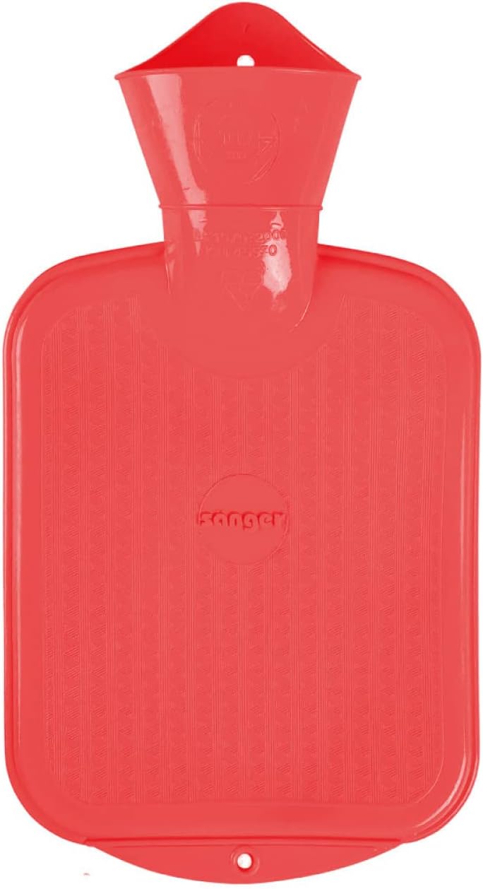 0.8 litre natural rubber hot water bottle, colour: red