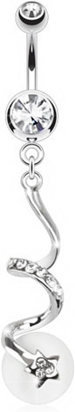 Twisting Shooting Star Curved Barbell Navel Ring (1.6 mm, 14 Gauge)