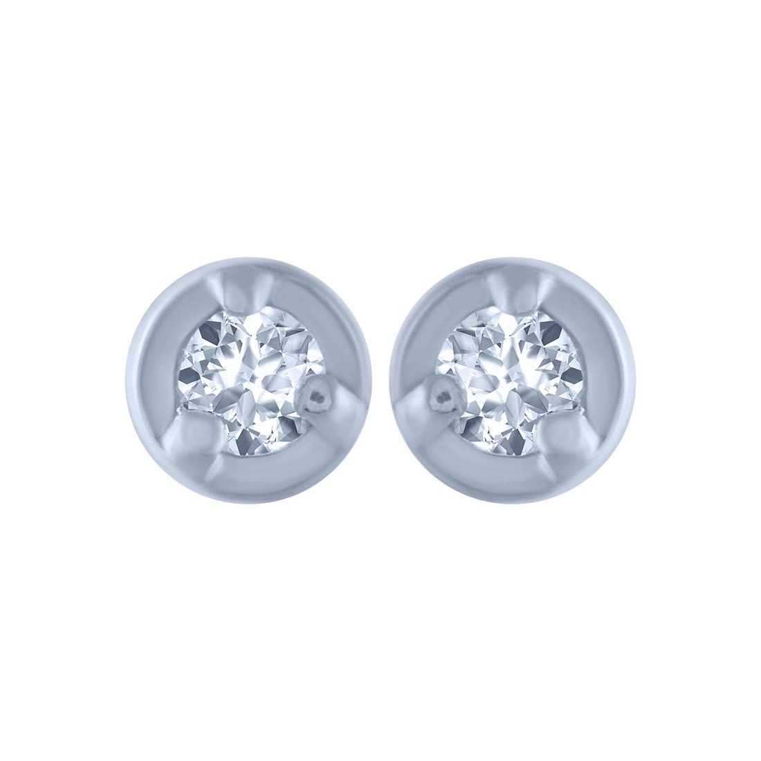 18k (750) White Gold and Diamond Stud Earrings for Women - 0.692 Grams-image-11