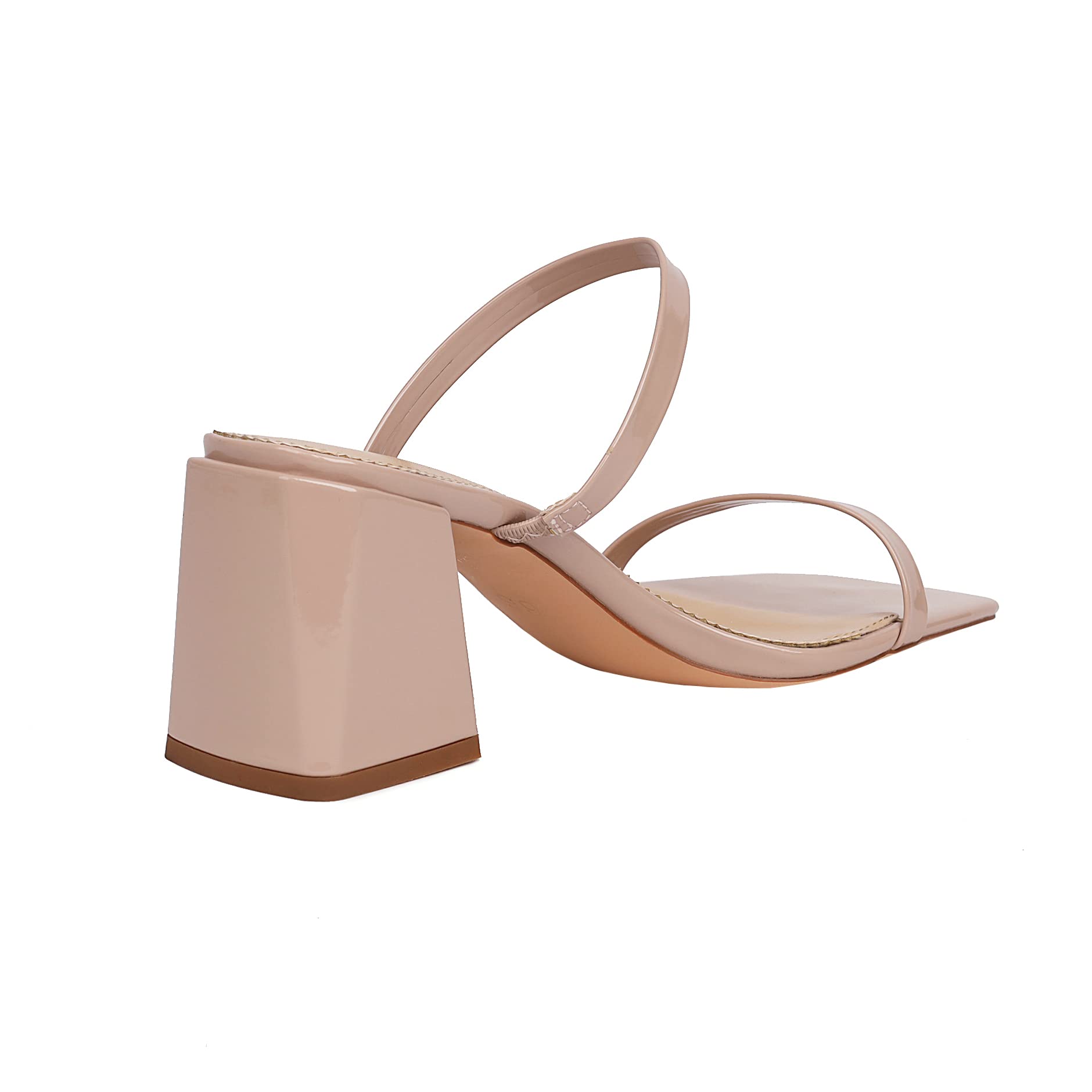 vivianly Women's Low Block Heels Sandal Square Open Toe Chunky High Heels Slip on Heeled Sandals Mules Slide for Party Wedding Dress Shoes