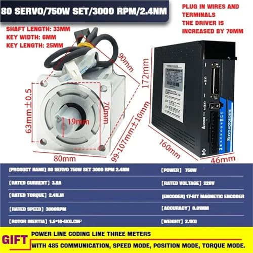 Servomoteur AC 750W avec pilote CNC et encodeur 17 bits frein - 4