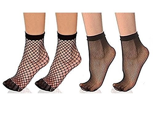 Maiyo 4 Pairs Women Lace High Ankle Fishnet Socks