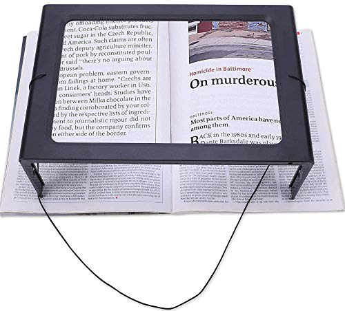 Lupa de lectura LED 3X manos libres con soporte iluminado y lámpara de lectura de mesa de escritorio, lupa rectangular 211022